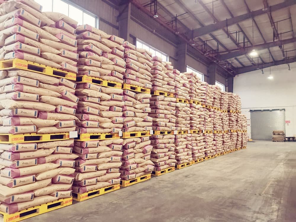 Packaged products in warehouse
